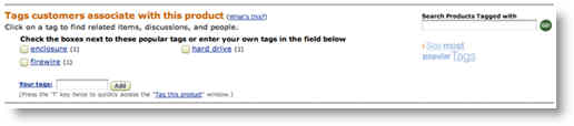 Example of tagging on amazon.com