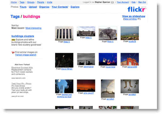 Example tag page on Flickr